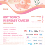 “Hot Topics in breast cancer 2nd edition”. Bari – 21 settembre 2024. Assegnati 8 (otto) crediti ECM per: TSRM; Dietista; Medico Chirurgo; Fisioterapista; Infermiere; Biologo; Psicologo.