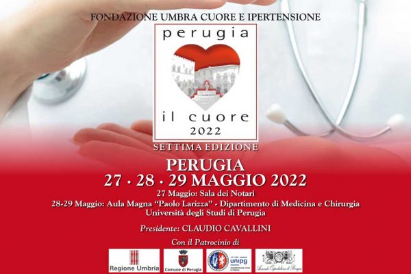 Evento formativo residenziale gratuito: “Perugia il cuore 2022”. Perugia – 27 – 28 e 29 maggio 2022. Assegnati 10 (dieci) crediti ECM: TSRM, Fisioterapisti, Infermieri,  Tecnici della Fisiopatologia Cardiocircolatoria e Perfusione Cardiovascolare.